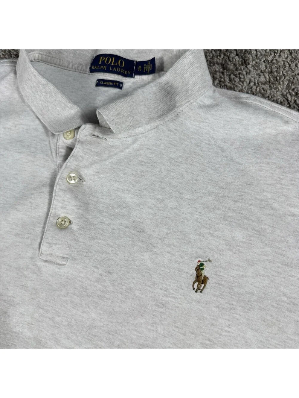 Polo Ralph Lauren Mens XL Beige  Short Sleeve Pique Polo Shirt Pony